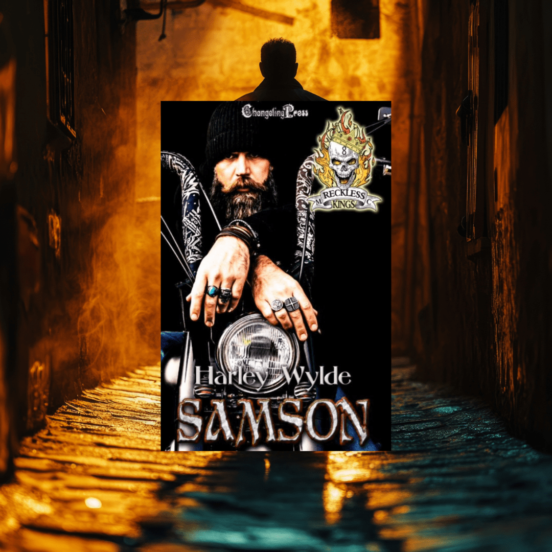 Impulse Caught by Emily Carrington book cover featuring two romantic men sitting on a park bench with a German Shepherd dog