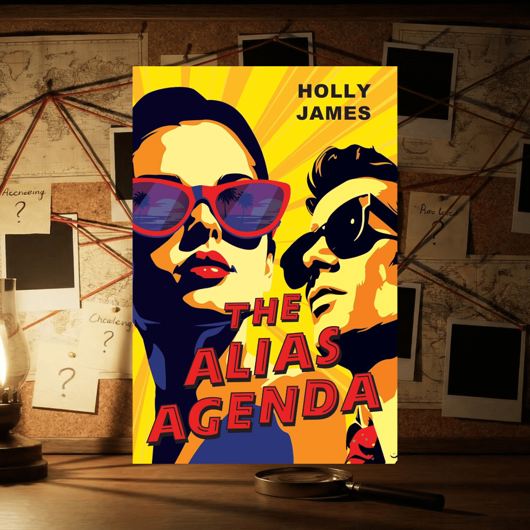 Impulse Caught by Emily Carrington book cover featuring two romantic men sitting on a park bench with a German Shepherd dog